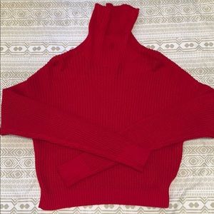red turtle neck knitted sweater
